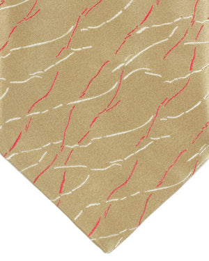 Zilli Sevenfold Tie Taupe Red Silver Design - Wide Necktie