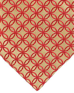 Zilli Silk Tie Taupe Red Geometric - Wide Necktie