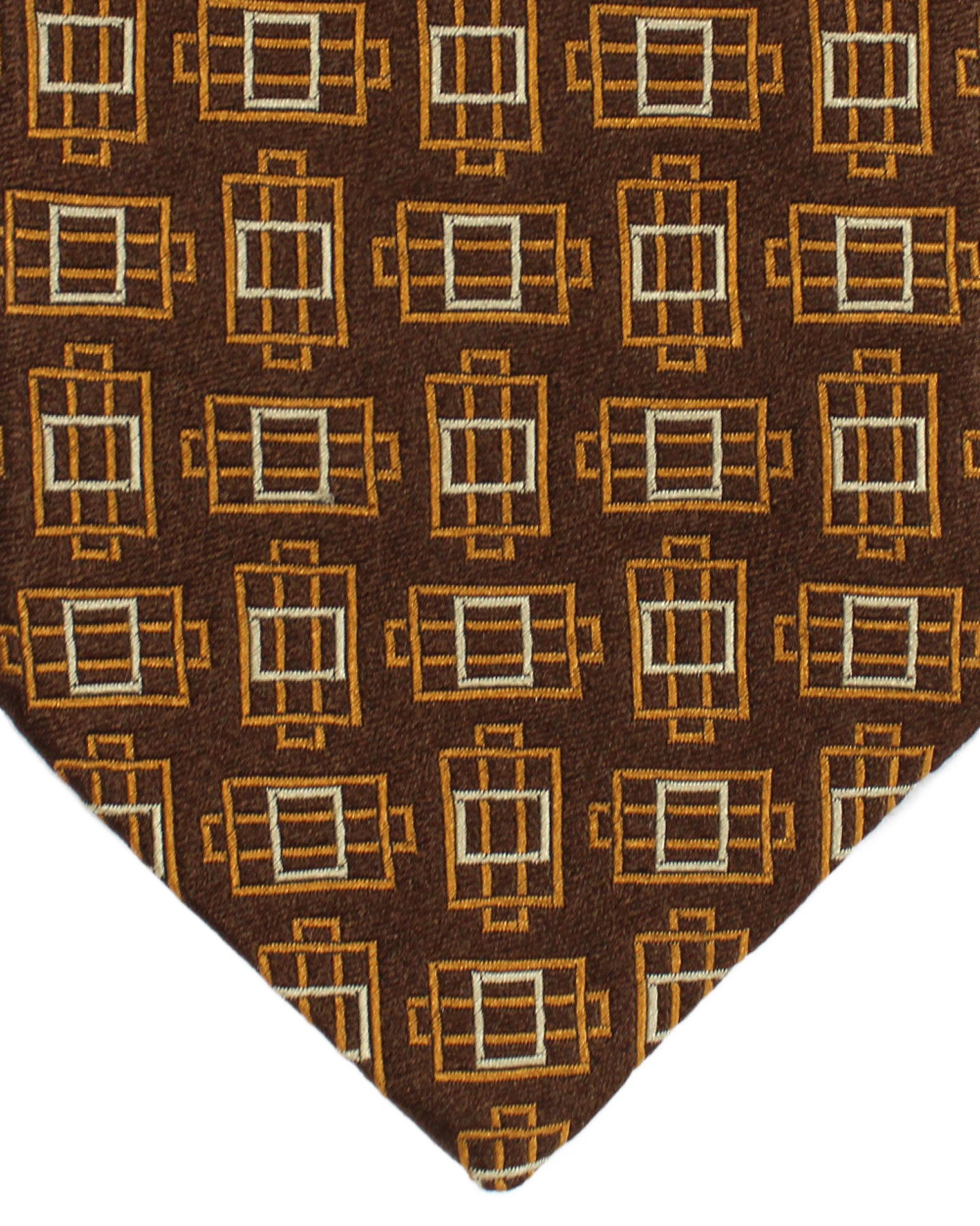 Zilli Silk Tie Brown Geometric - Wide Necktie