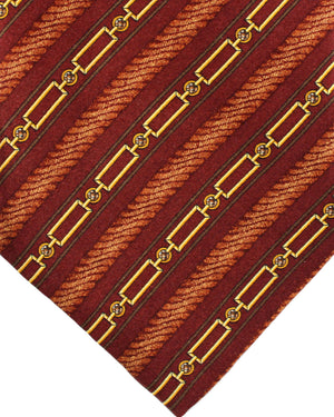 Zilli Silk Tie Maroon Gold Stripes - Wide Necktie