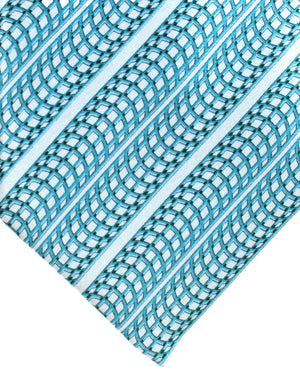 Zilli Silk Tie Aqua Stripes - Wide Necktie