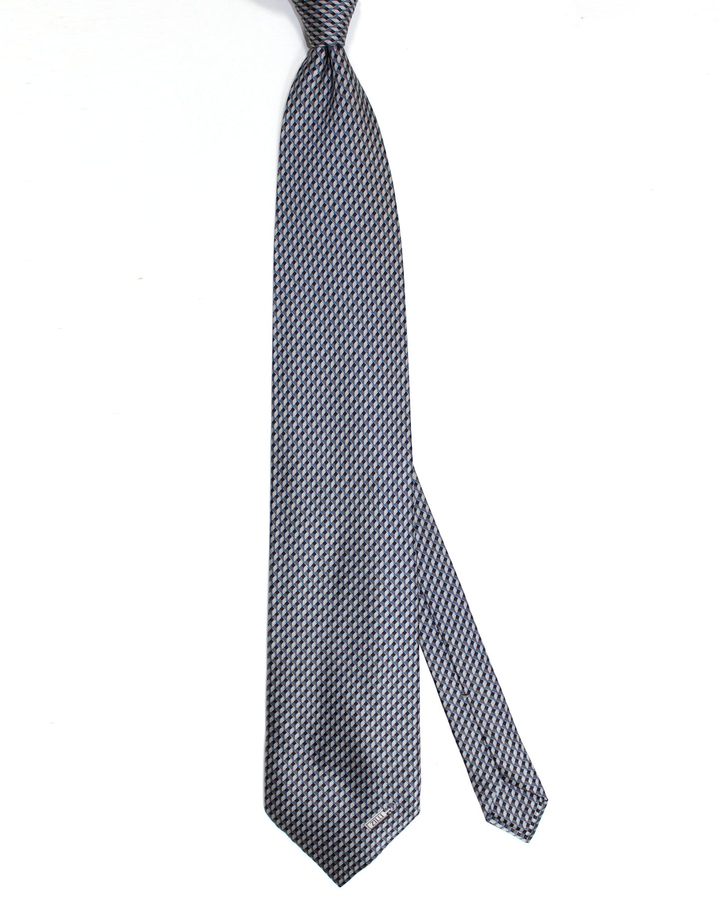 Zilli Silk Tie Gray Geometric - Wide Necktie