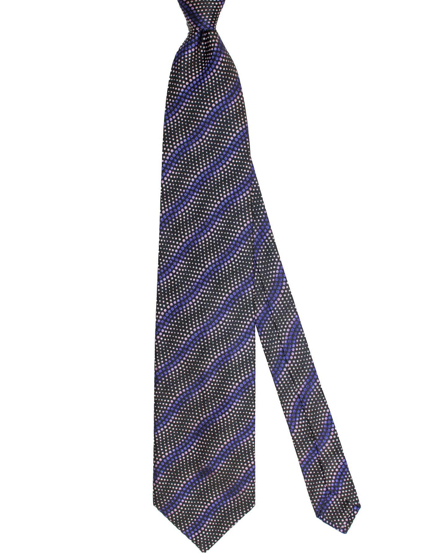 Zilli Silk Tie Black Purple Pink Swirl - Wide Necktie