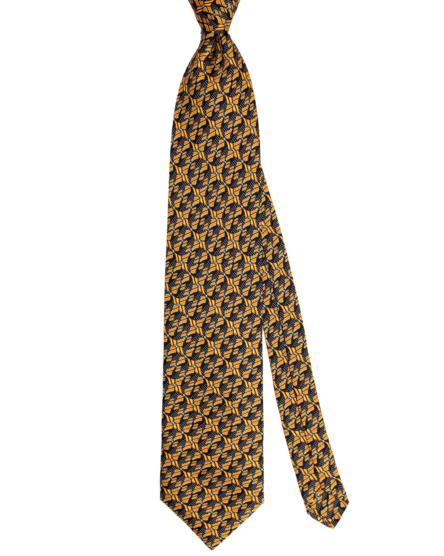 Zilli Silk Tie Olive Geometric - Wide Necktie
