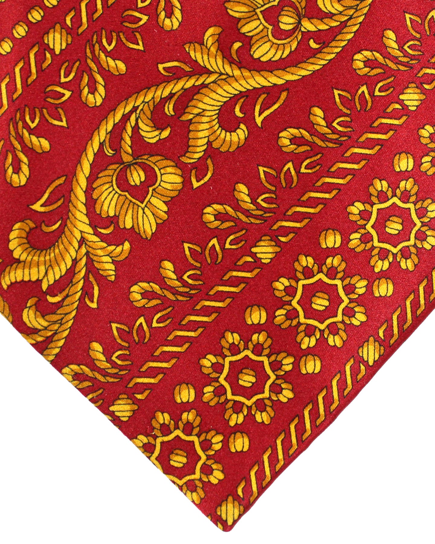 Zilli Silk Tie Red Orange Gold Baroque - Wide Necktie