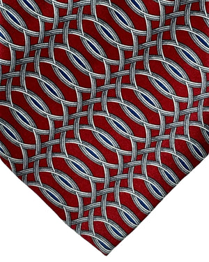 Zilli Silk Tie Maroon Silver Swirl - Wide Necktie