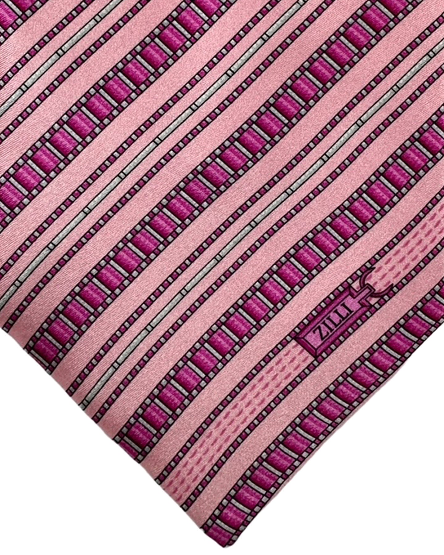 Zilli Silk Tie Pink Stripes - Wide Necktie