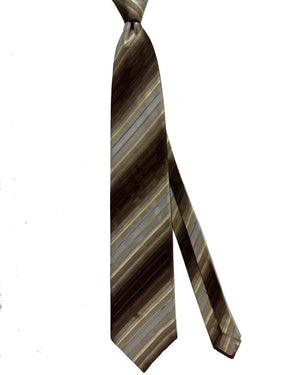 Zilli Sevenfold Tie Brown Stripes - Wide Necktie