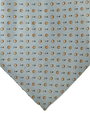 Zilli Silk Tie Gray Orange Micro Pattern - Wide Necktie