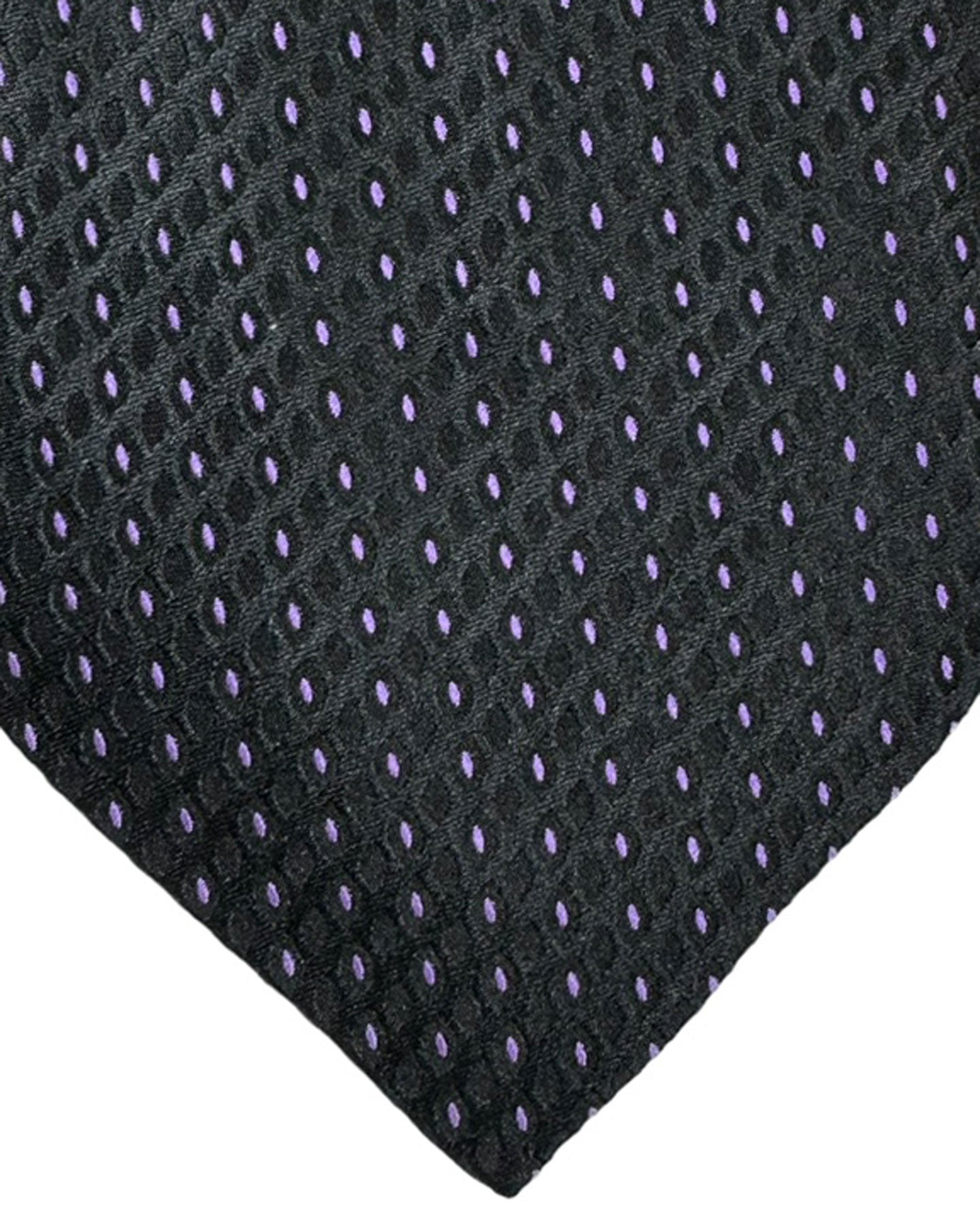 Zilli Extra Long Tie Black Pink Micro Pattern