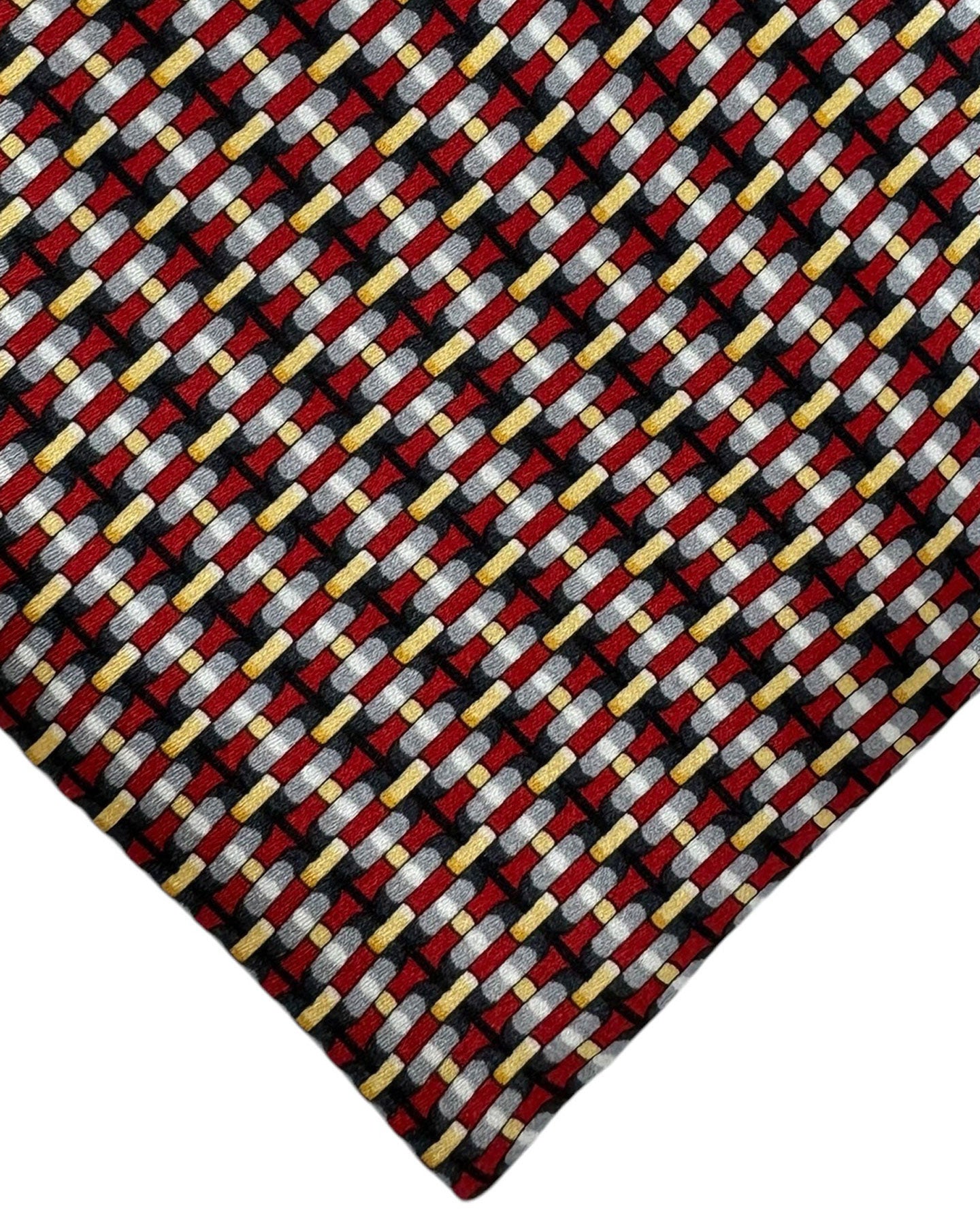 Zilli Silk Tie Black Gray Dark Red Micro Pattern - Wide Necktie