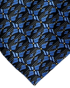 Zilli Silk Tie Blue Yellow Floral - Wide Necktie