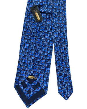 Zilli Silk Tie Navy Blue Floral - Wide Necktie