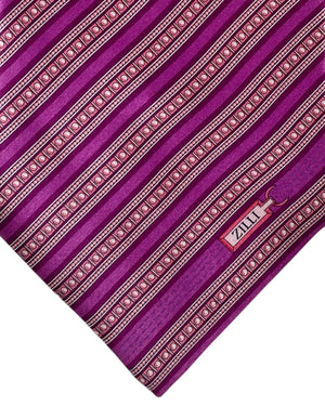 Zilli Silk Tie Pink Magenta Stripes - Wide Necktie