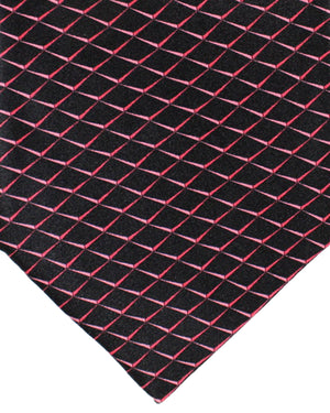 Zilli Extra Long Tie Black Red Geometric