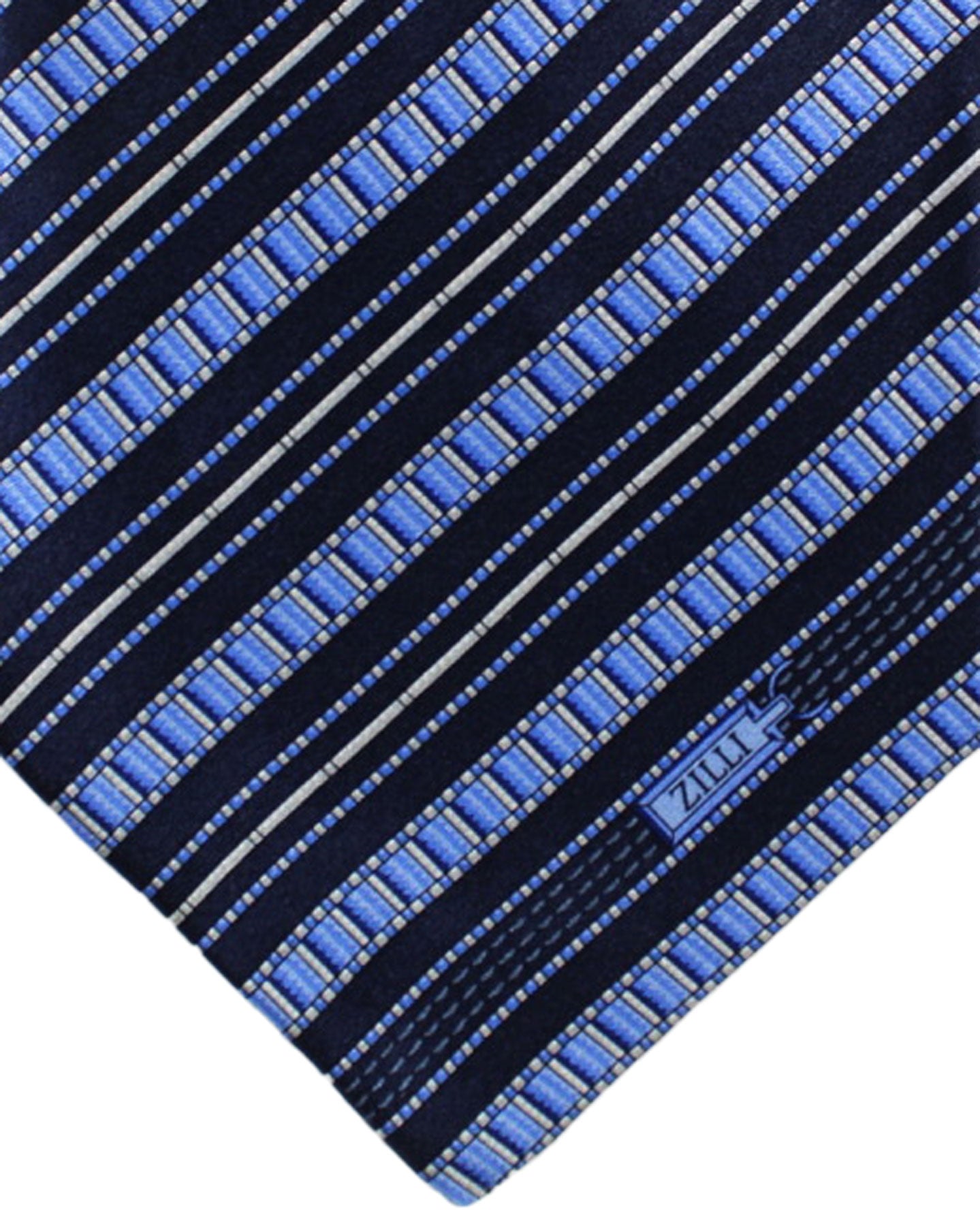 Zilli Extra Long Tie Blue Dark Blue Stripes