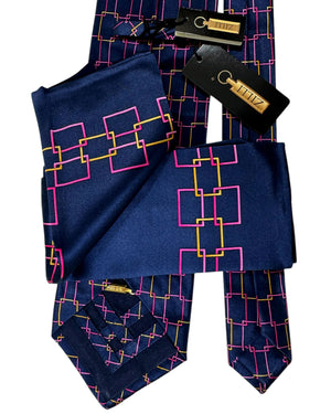 Zilli silk Extra Long Tie & Matching Pocket Square Set 