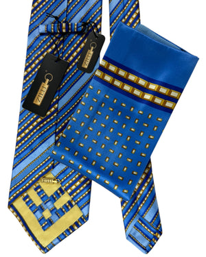 Zilli silk Extra Long Tie & Matching Pocket Square Set