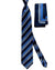 Zilli Extra Long Tie & Matching Pocket Square Set Dark Blue Gray Silver Chain Stripes