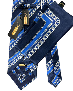 Zilli genuine Extra Long Tie & Matching Pocket Square Set 