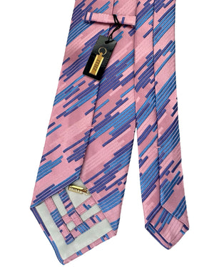 Zilli Extra Long Tie Blue Pink Design - Wide Necktie