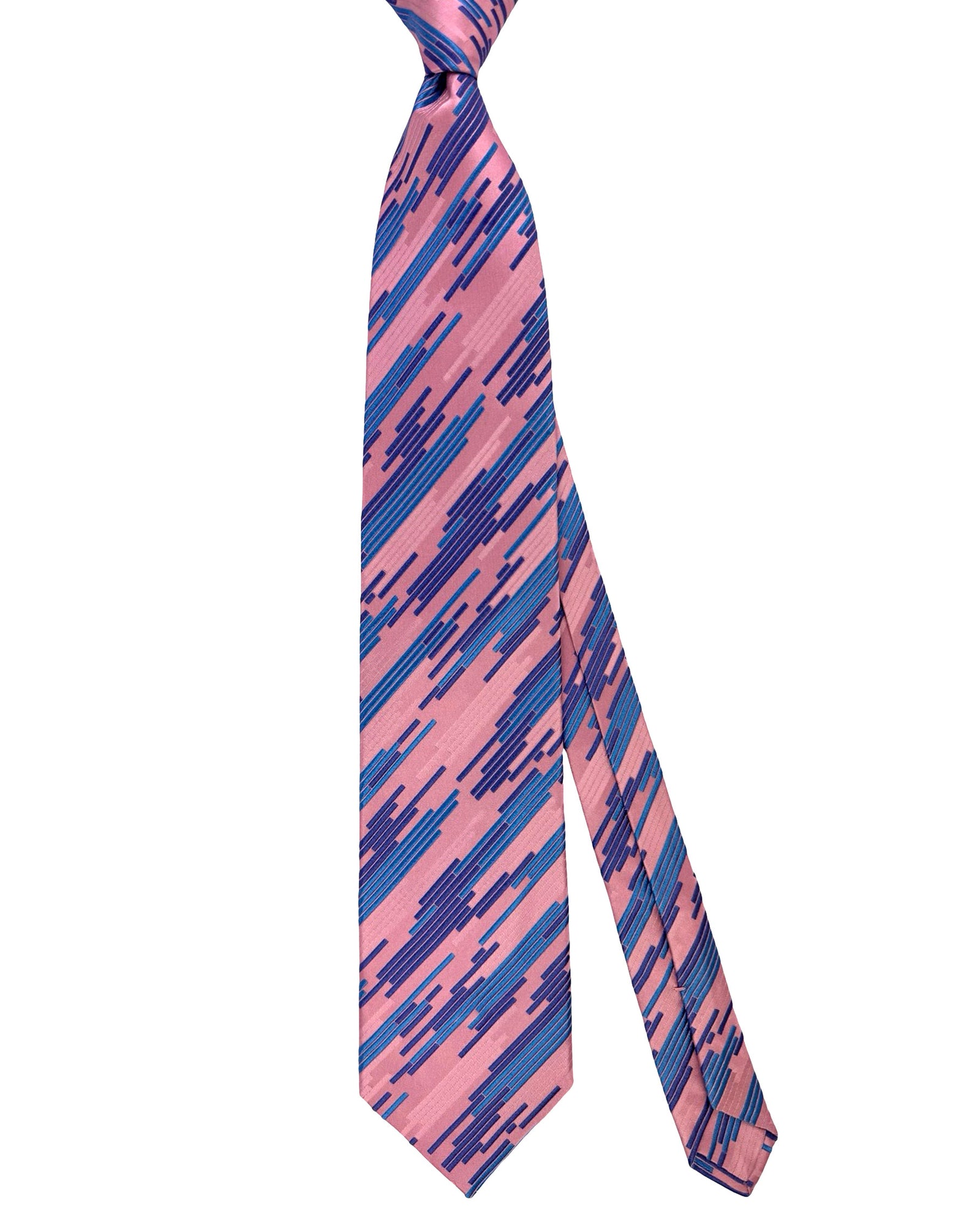 Zilli Extra Long Tie Blue Pink Design - Wide Necktie