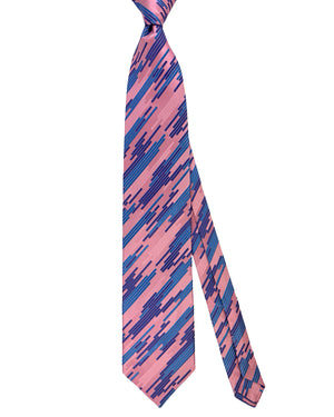 Zilli Extra Long Tie Blue Pink Design - Wide Necktie