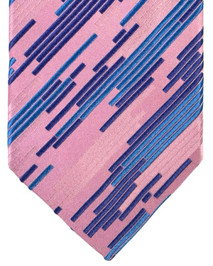 Zilli Extra Long Tie Blue Pink Design - Wide Necktie