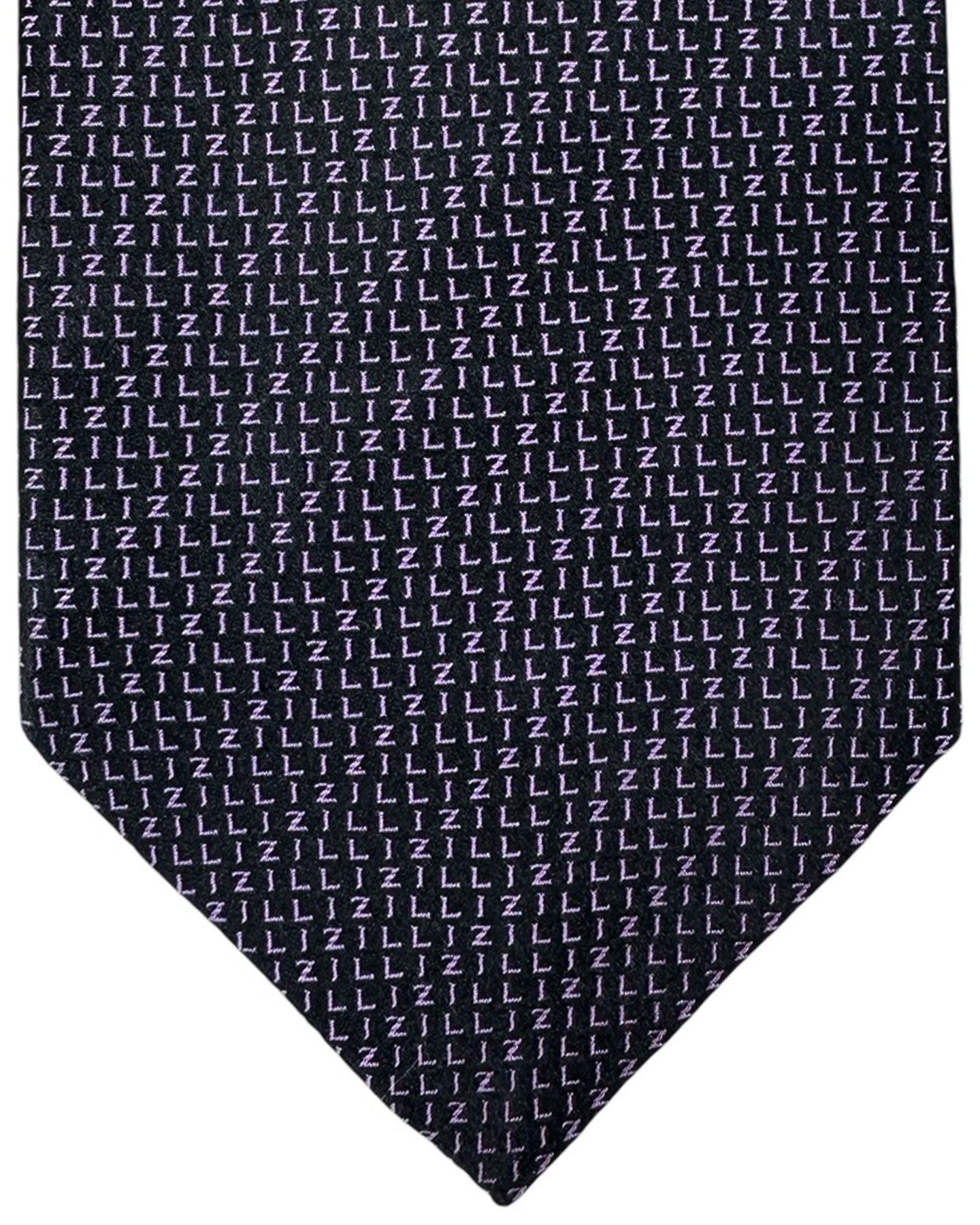 Zilli Tie Black Lilac Logo - Wide Necktie SALE