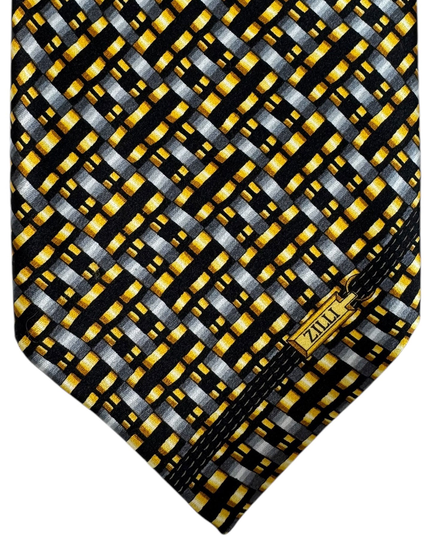 Zilli Necktie Gray Black Orange-Gold - Luxury Wide Tie