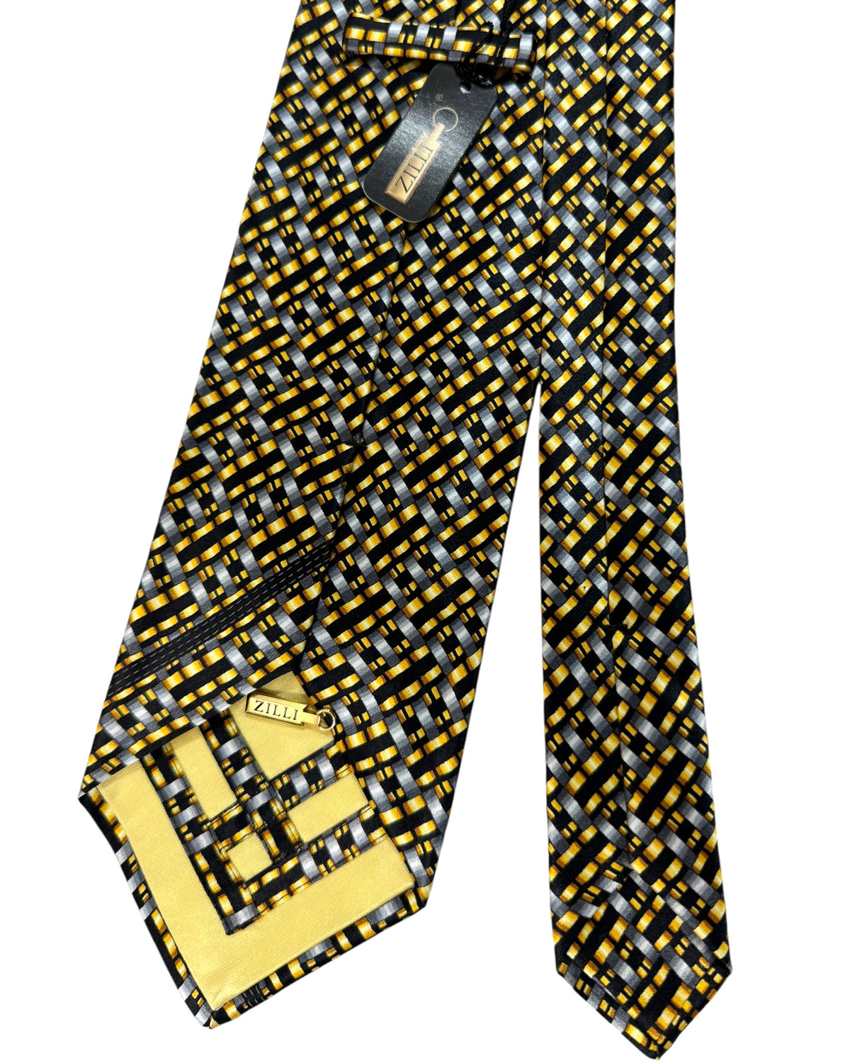 Zilli Necktie Gray Black Orange-Gold - Luxury Wide Tie BLACK FRIDAY SALE