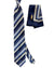 Zilli Silk Tie & Matching Pocket Square Set Navy White Orange-Gold Stripes