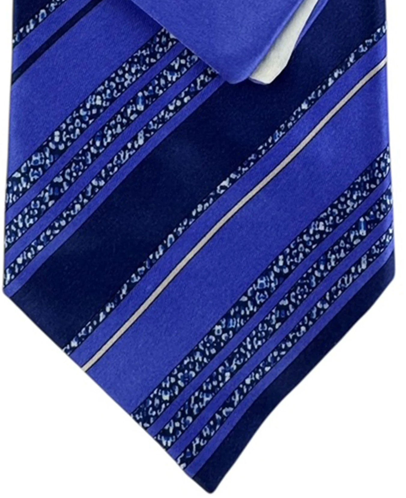 Zilli Silk Tie & Matching Pocket Square Set Royal Blue And Navy Striped