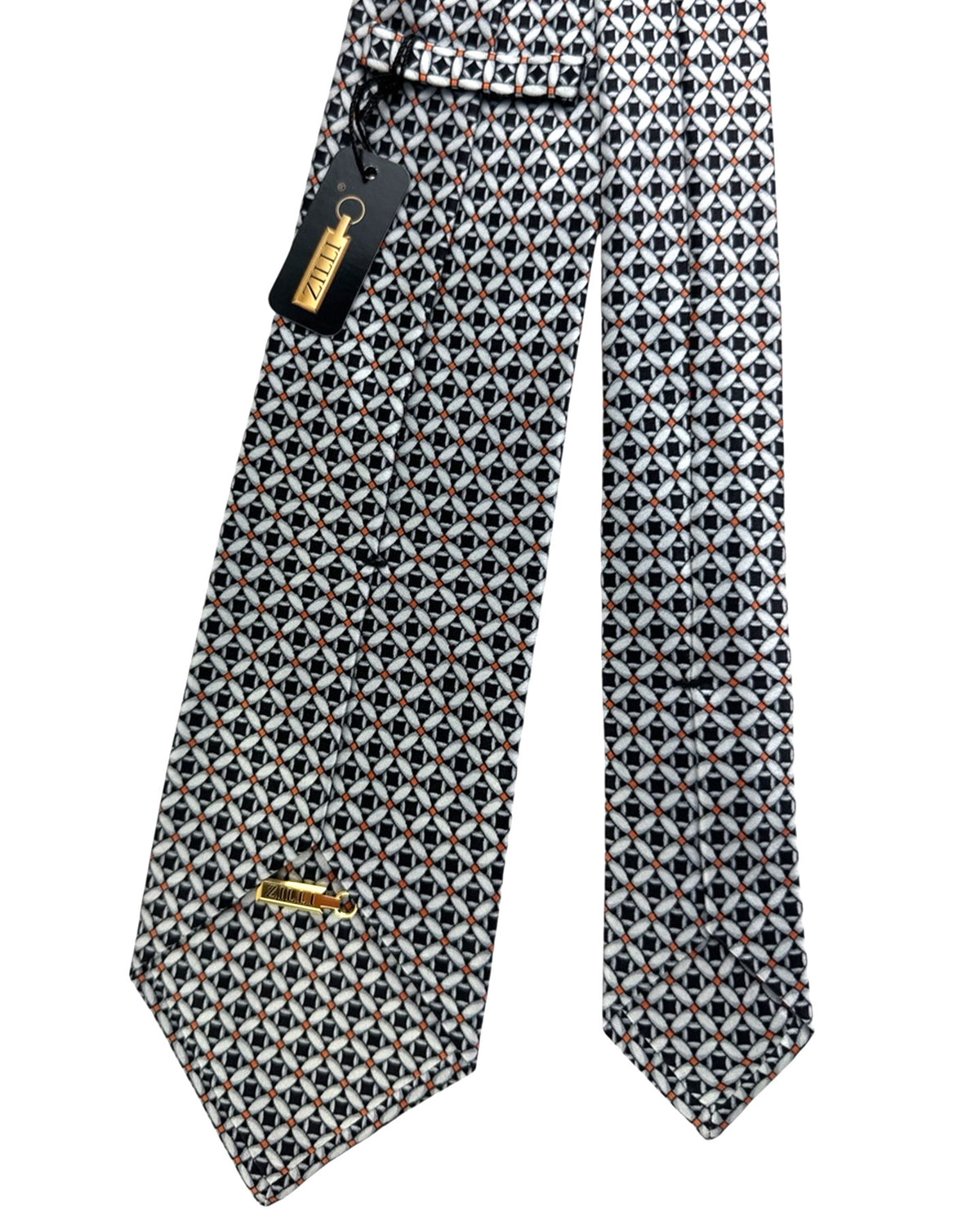 Zilli Silk Tie Gray Black Orange