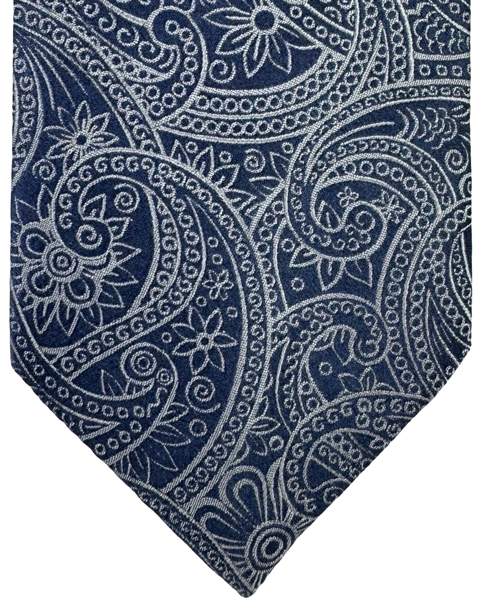 Zilli Silk Tie Midnight Blue Gray Design - Wide Tie