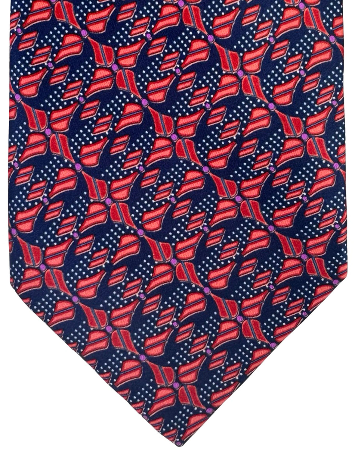 Zilli Tie Dark Blue Red Geometric - Wide Necktie