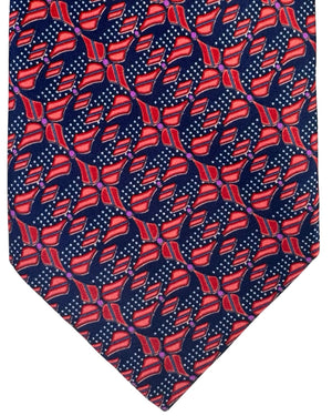 Zilli Tie Dark Blue Red Geometric - Wide Necktie