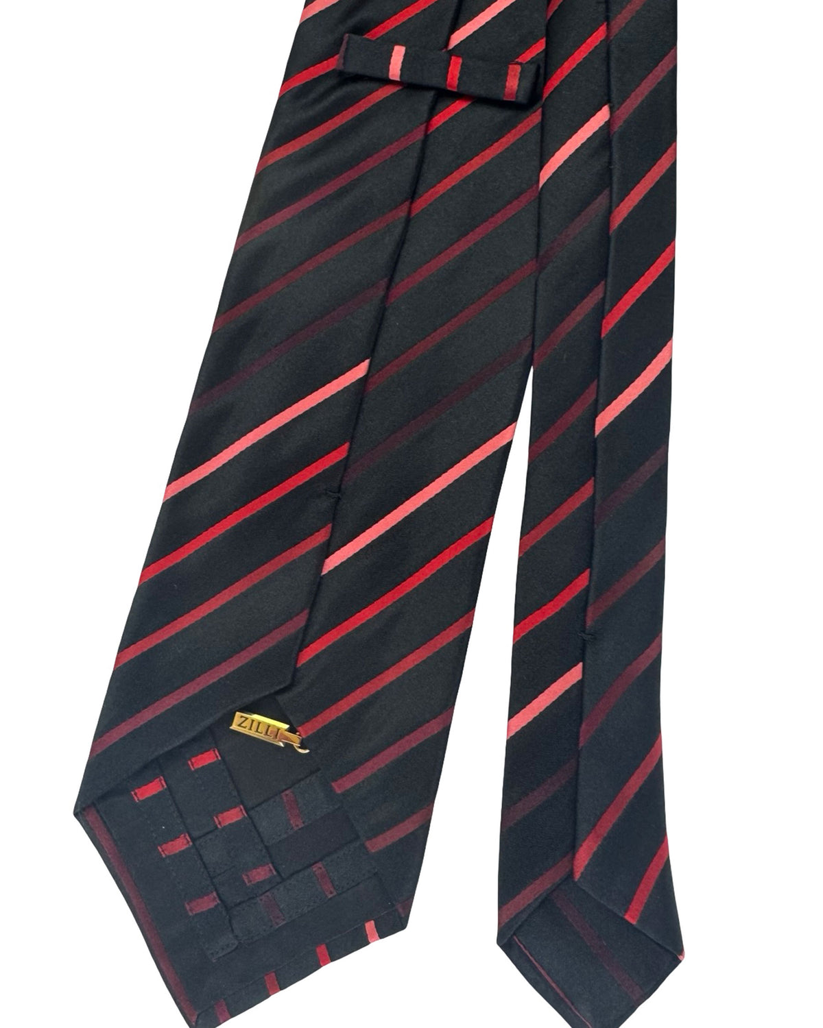 Zilli Tie Black Pink Maroon Stripes - Wide Necktie