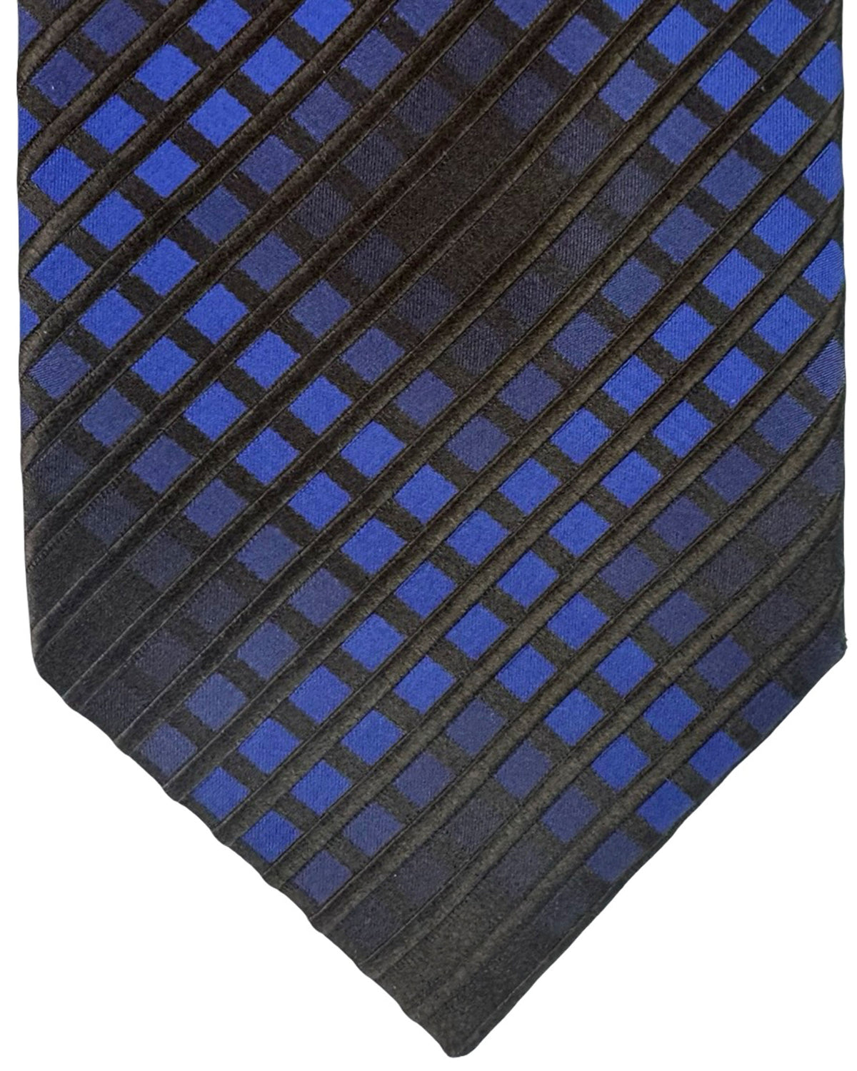 Zilli Silk Necktie Brown Midnight Blue Geometric - Wide Tie