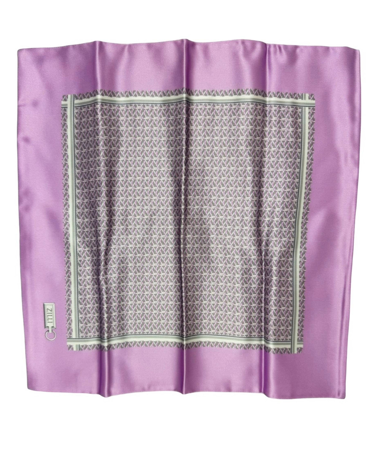 Zilli Pocket Square Pink Taupe Geometric Design