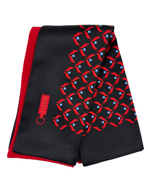 Zilli Silk Pocket Square Black Red Design