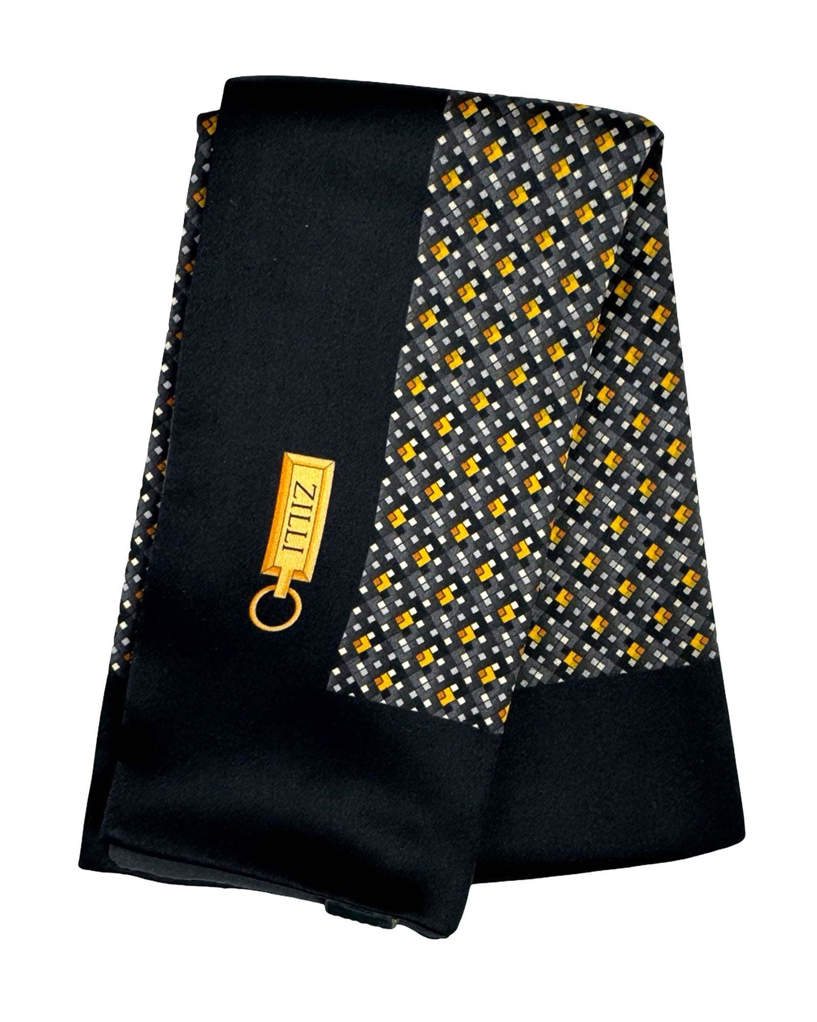 Zilli Silk Pocket Square Black Design
