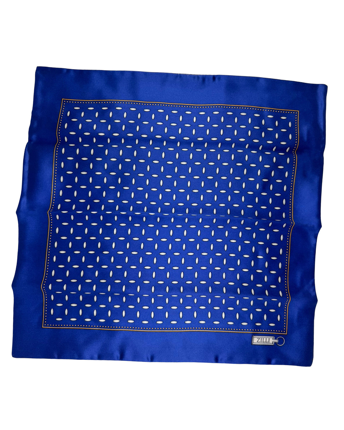 Zilli Silk Pocket Square Royal Blue Geometric