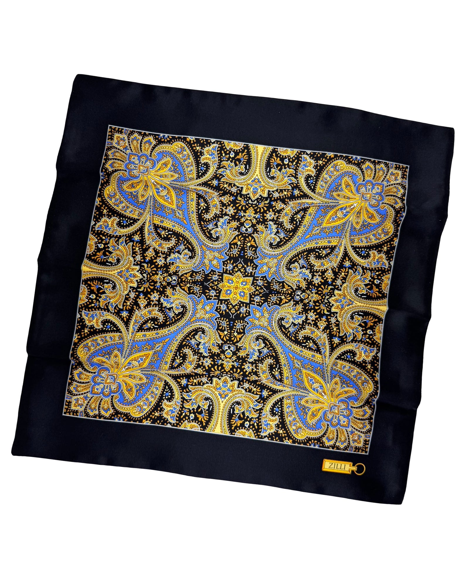 Zilli Pocket Square Gray Black Gold Blue Design