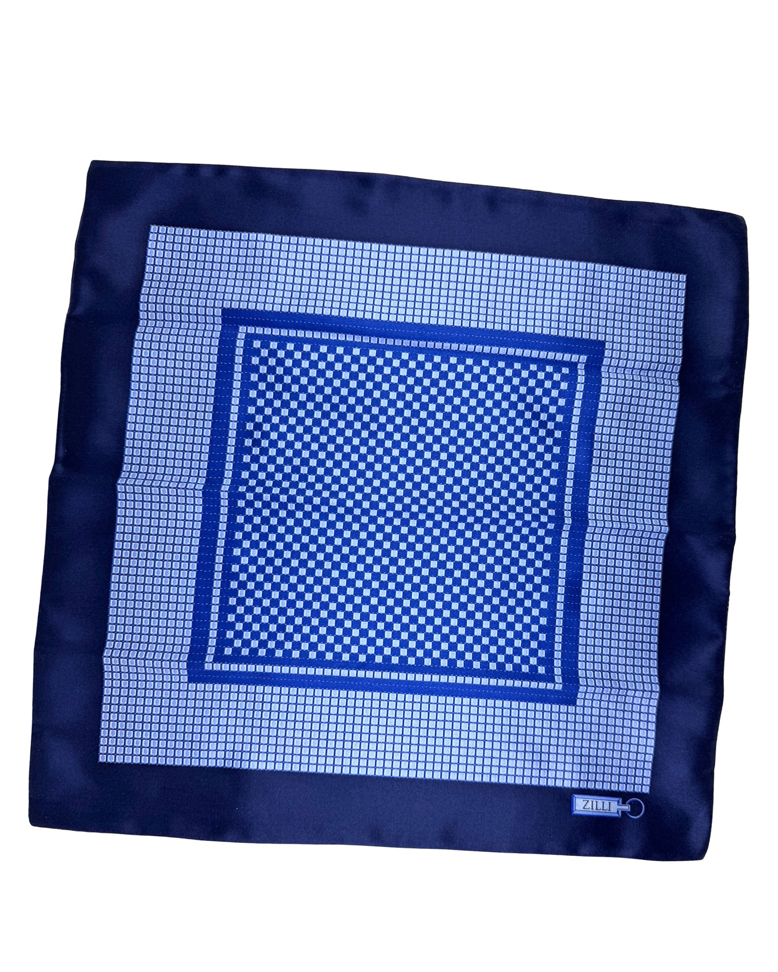 Zilli Silk Pocket Square Navy Blue Design SALE