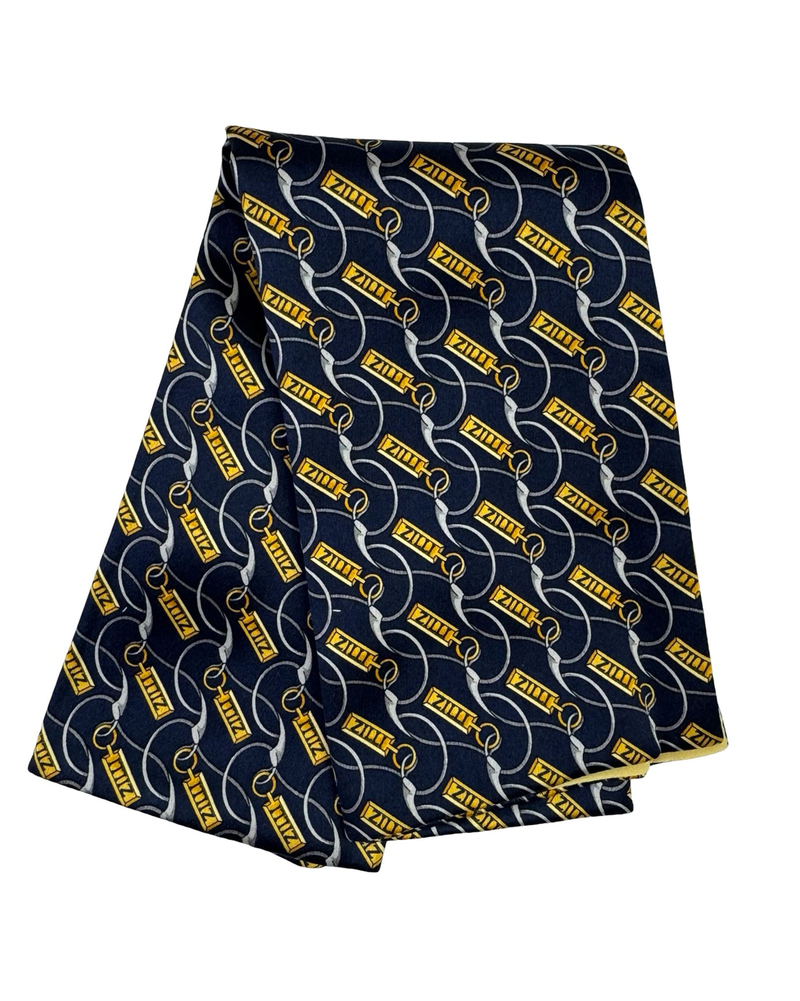 Zilli Silk Pocket Square Black Gold Logo SALE