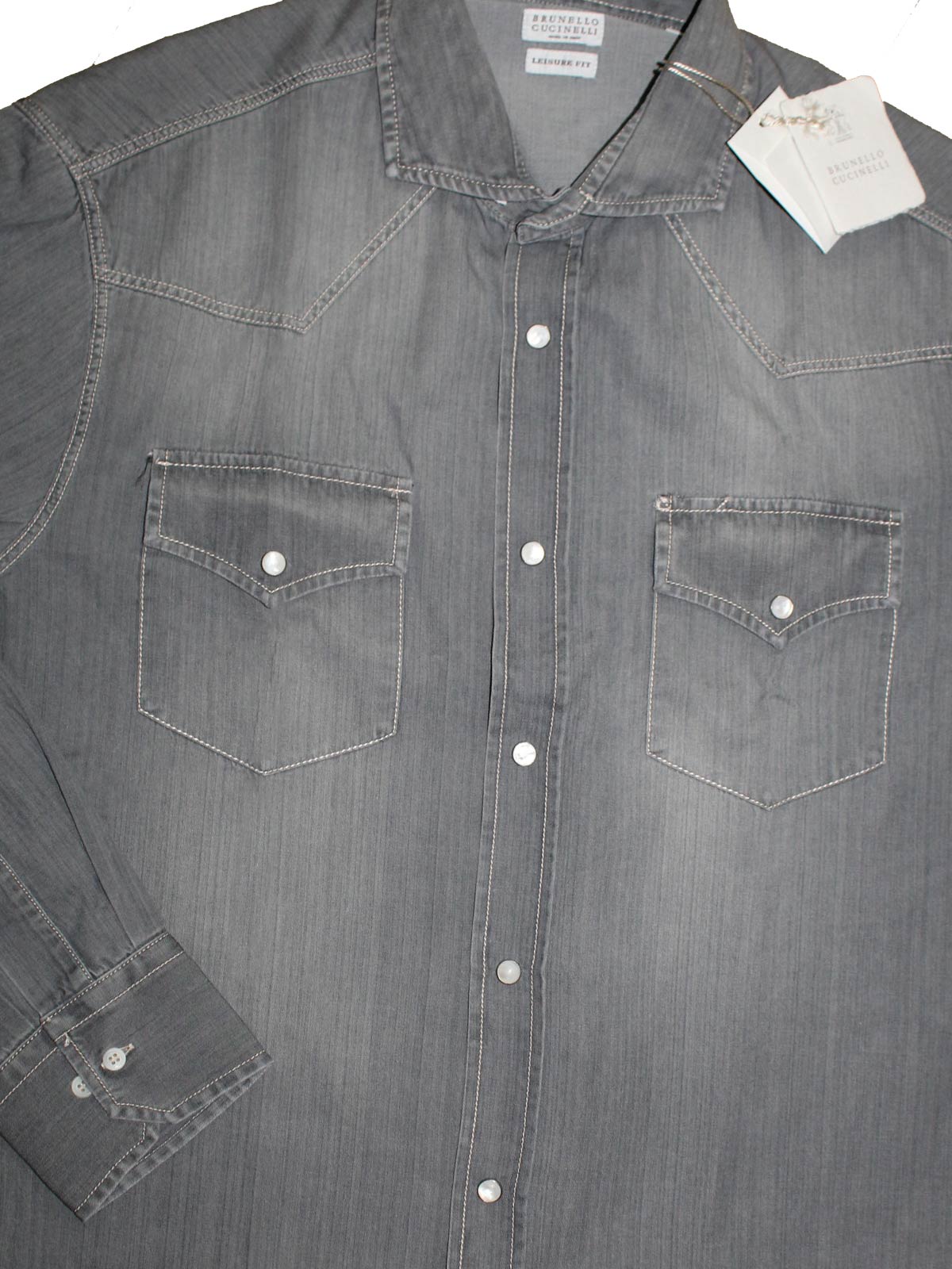 Brunello Cucinelli Denim Western Shirt Gray XS SALE - Tie Deals Brunello Cucinelli Denim Western Shirt Gray XS SALE - Tie Deals