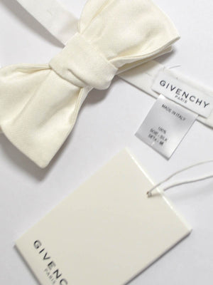 Givenchy Bow Tie Ivory White Silk Pre-Tied Bow Tie SALE