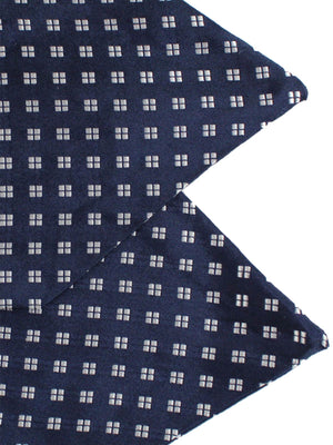 Silk Ascot Tie Navy Silver Geometric - Hand Made in Italy