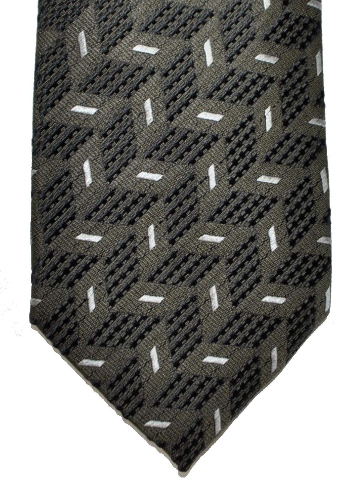 Armani Collezioni Tie Taupe-Gray Silver Geometric